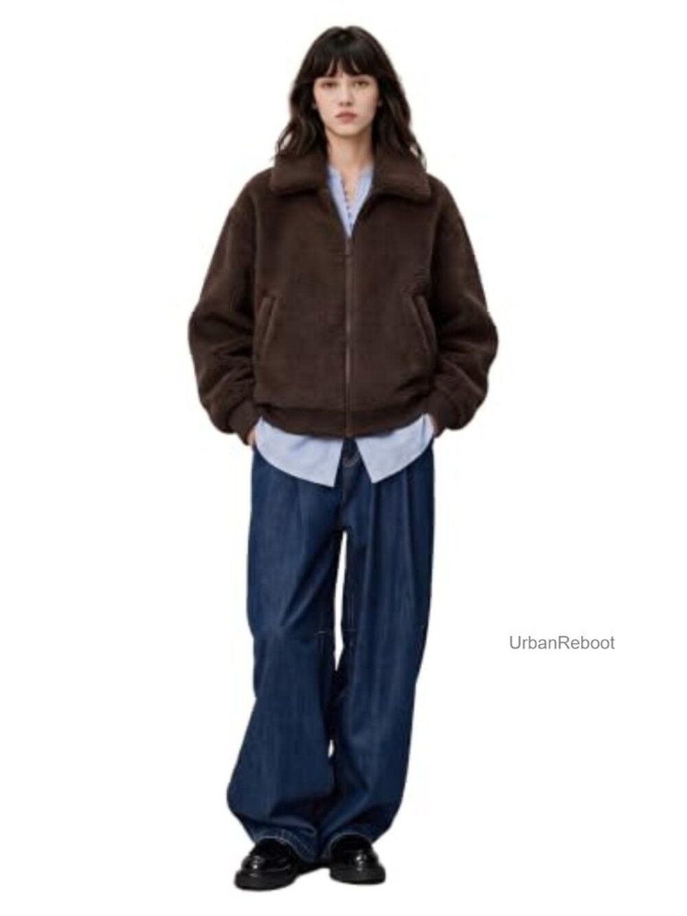 Sherpa Fleece Full Zip Jacket Warm Teddy Coat Casual Fall